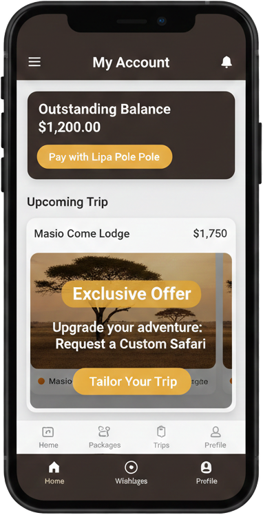Obo Safaris App Mockup